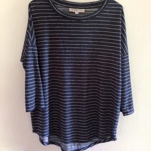 Loft 3/4 Sleeve Blue Stripe; M/L
